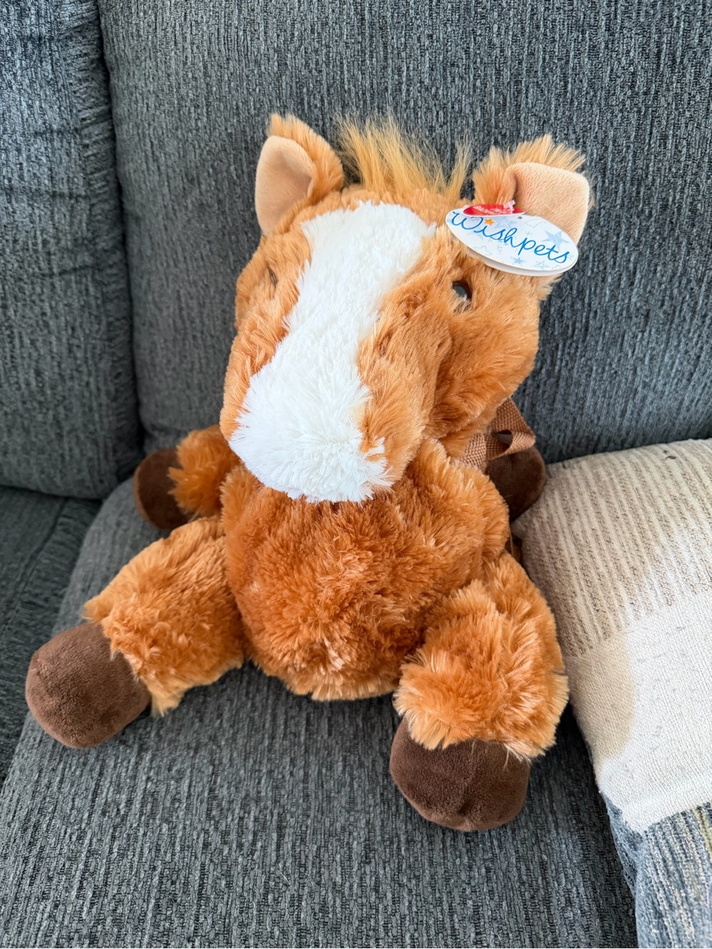 Plush Brown Horse Animal backpack - Soft Tan & White